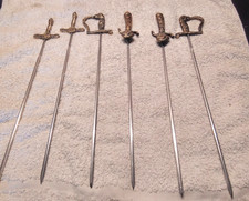 6 Fleischspieße  griff Messing  GR  gesamt 25cm
