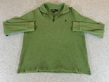 Polo Ralph Lauren Sweater Mens Medium Green 1/4 Zip Pullover Knit Pullover Golf