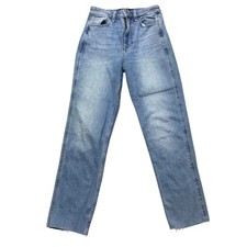 Hollister Ultra High Rise Mom Jeans Light Wash Distressed Size 24x27