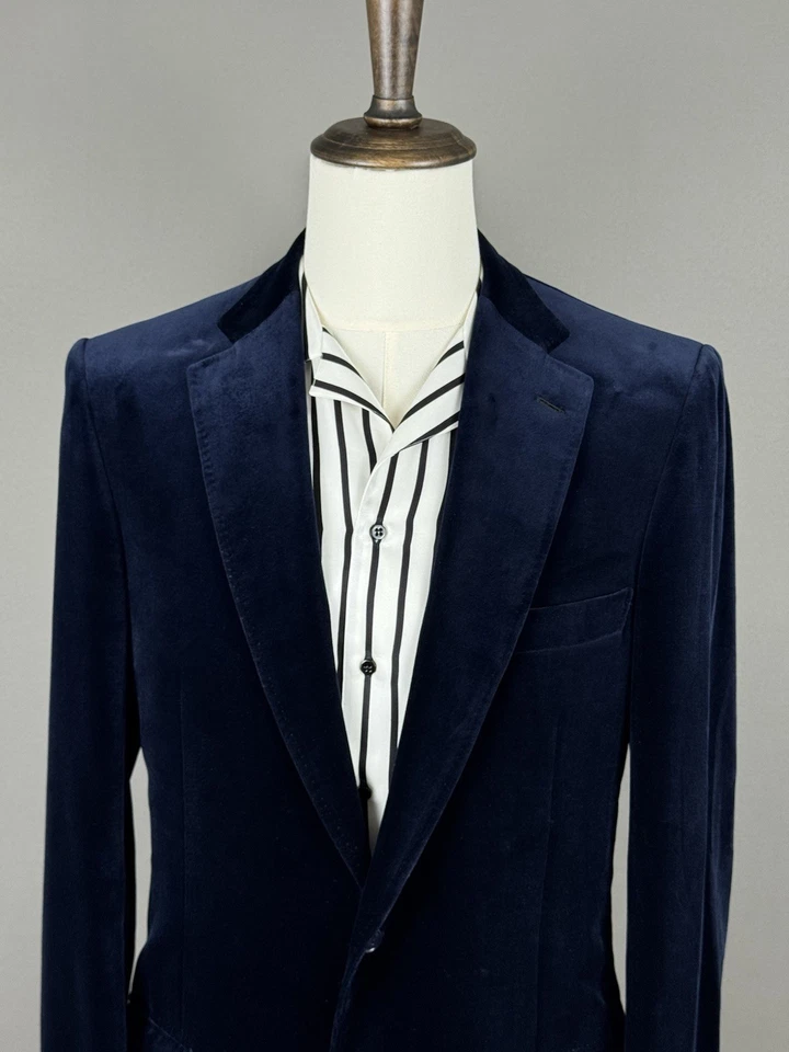 Increíble Blazer Abrigo Deportivo Brioni Elástico Algodón Terciopelo Azul Oscuro 42US 52IT LARGO Foto 4 de 4