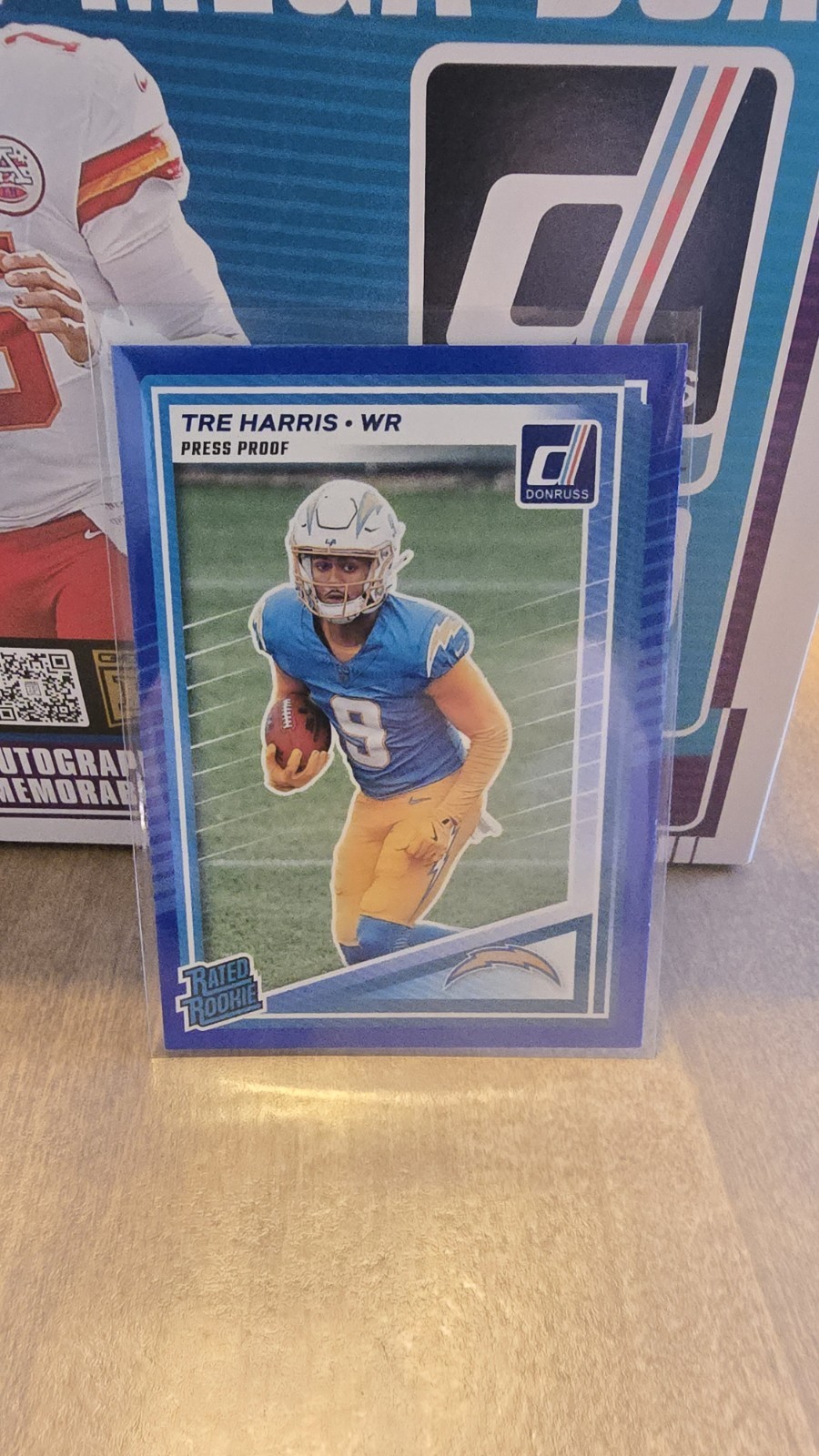 2025 Panini Donruss - Rated Rookie Tre Harris #329 Press Proof Blue (RC)