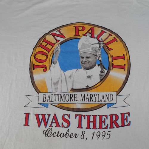 Vintage Pope John Paul II Shirt Mens XL White 90s Baltimore Maryland 1995 - Picture 2 of 17