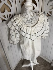 Vintage Custom Square Circle Dance Party Ruffle Top Cream Black Medium Boho