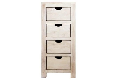 Kommode NATURE WHITE #54 Telefontisch Schrank Regal Akazie montiert 45x100x40cm - Bild 1 von 4