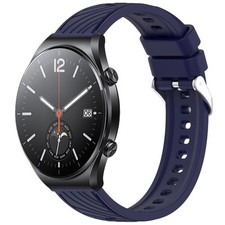 For Xiaomi MI Watch S1 Stripe Texture 22mm Silicone Strap Mightnight Blue 