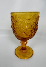 Madonna Inn Glass Water Goblet Amber VTG L.G. Wright 1970's Flat Rose 6.5"Tall