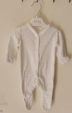 Mothercare Babygrow Sleepsuit 0-1 Month Girls White Pink Polka Dot Long Sleeve