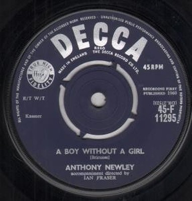Anthony Newley A Boy Without A Girl 7'' vinyl UK Decca 1960 Four prong label