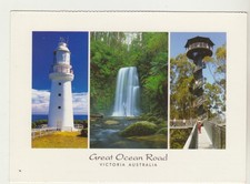 GREAT OCEAN ROAD VICTORIA 3 SCENES INCL LIGHTHOUSE SCANCOLOR POSTCARD