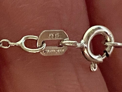 "Collar de cadena de plata de ley 925 con topacio azul cachorro perro 🩵 18""" - Imagen 7 de 8
