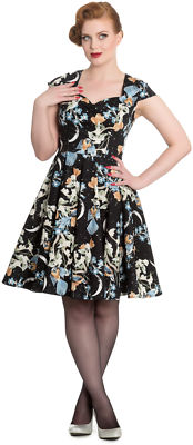 Hell Bunny MOONLIGHT Birds BLÜTEN Flower Swing Dress Kleid Rockabilly
