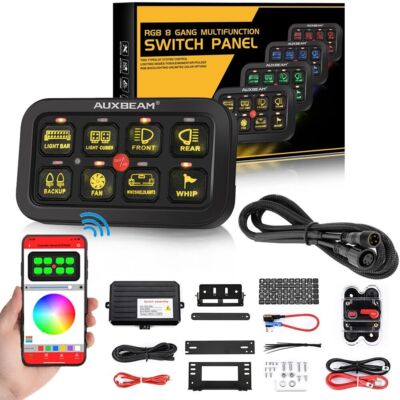 AUXBEAM 8 Gang RGB Switch Panel Relay System Control +Extension Cable For Toyota