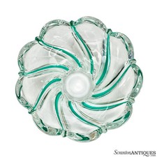 Vintage Italian Murano Sommerso Green Spiraled Art Glass Bowl