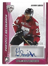 2016-17 Leaf ITG Heroes & Prospects Givani Smith Red Auto RC 2/15 Red Wings