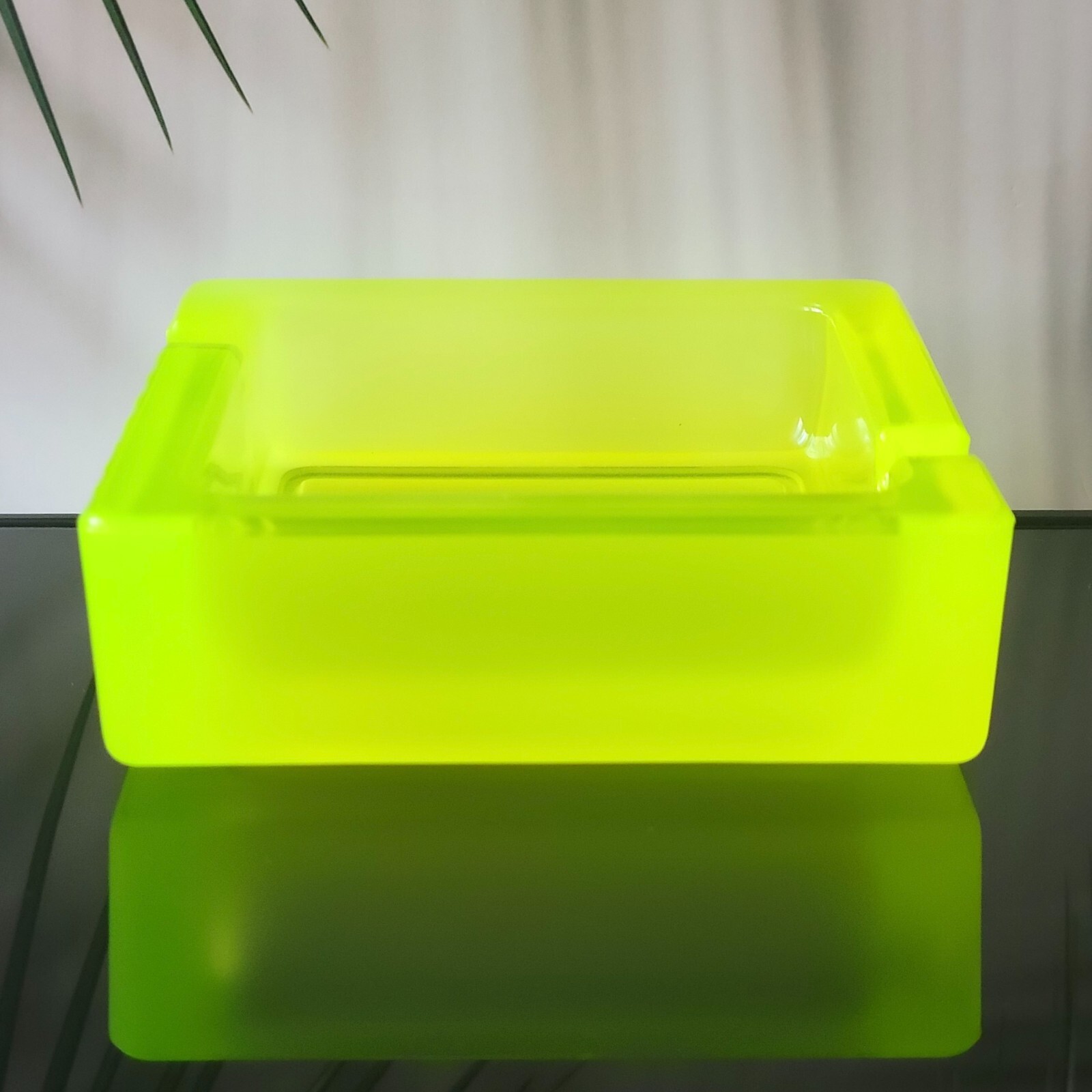 Uranium Glass Ashtray ARt Deco Vaseline Frosted Yellow Glass Plate