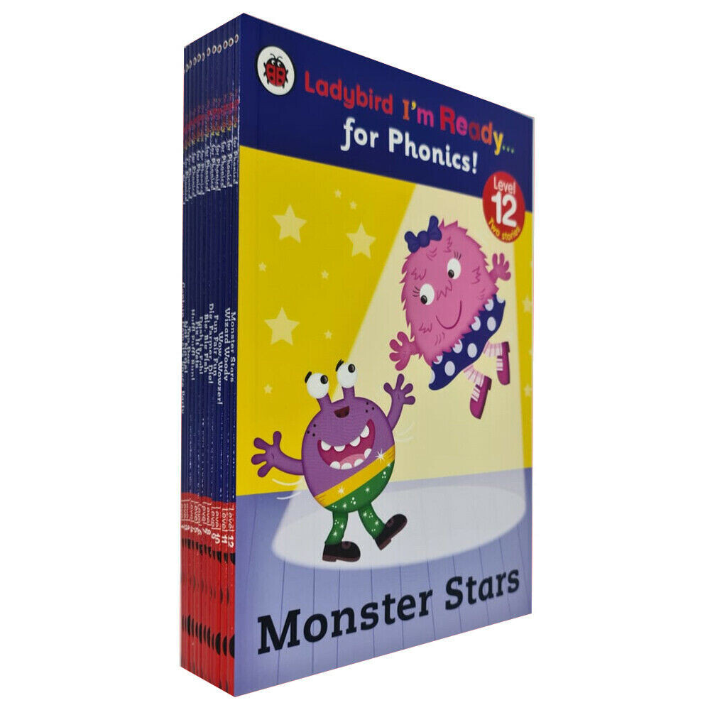 Ladybird I'm Ready for Phonics 12 Books Collection Set Monster Stars, Top Dog