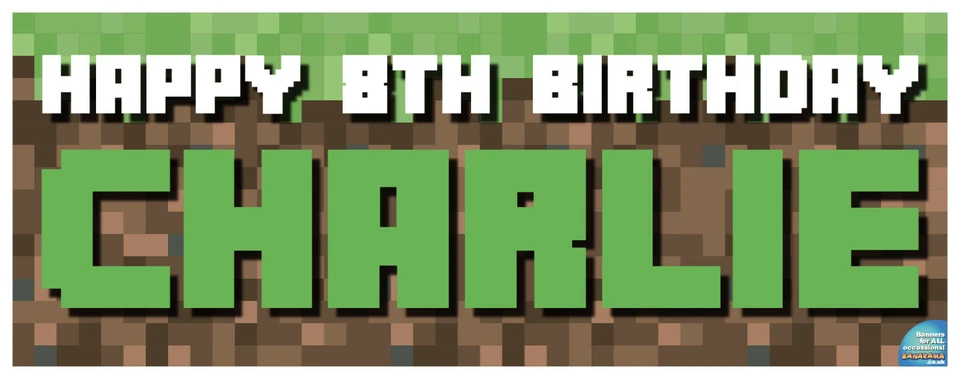 Minecraft Birthday Banners - Personalised - Any Age, Any Name