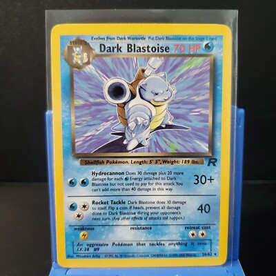 pokemon cards dark blastoise 2000 Team Rocket First Edition #3/82 Holo PSA 7 Colorless Rocket Tackle (40) Dark Blastoise does 10 damage to itself Pokemon - Dark Blastoise (20)
