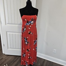Audrey 3+1 Womens Red Blue Sleeveless Spaghetti Strap Floral Maxi Dress Sz Small