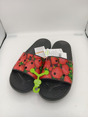 Crocs Classic Hyperreal Slide Sandals Strawberries Black Red Unisex M9/W… Crocs Classic Hyperreal Slide Sandals Strawberries Black Red  main image 4
