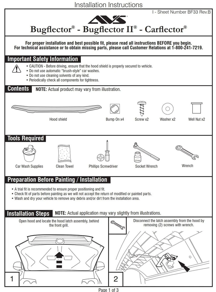 Protector de capó AVS BugFlector II deflector protector contra insectos para Toyota 4Runner 03-2005 Foto 2 de 3