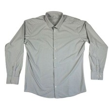 MIZZEN MAIN Shirt Mens XL Trim Fit Performance Stretch Button Down Blue Plaid