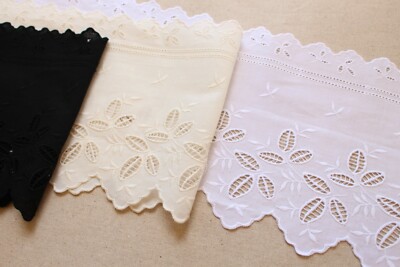Premium Qualität Broderie Anglaise Baumwolle Ösen Spitzenborte 6,7 Zoll (17 cm) YH1279