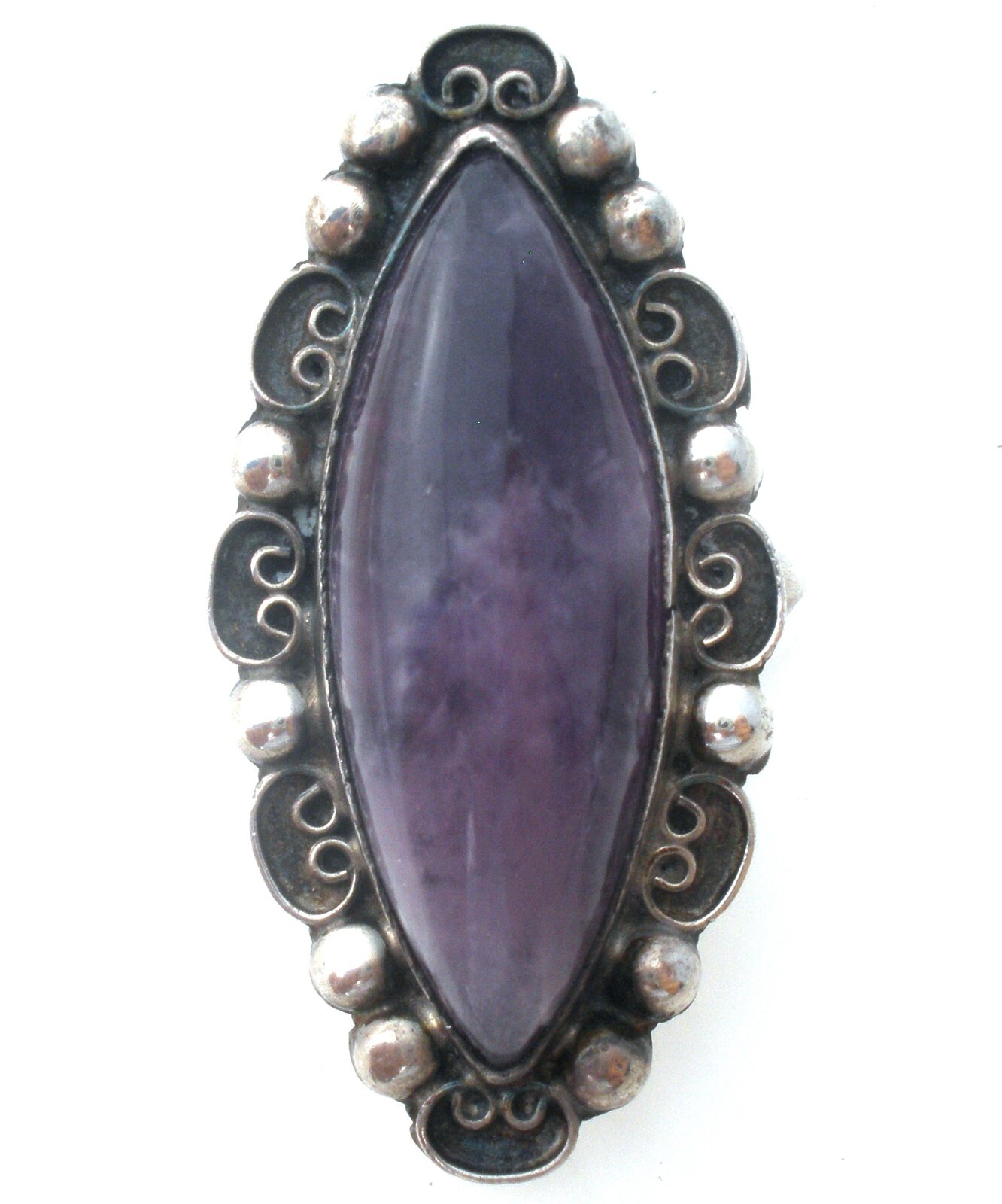 Mexican Amethyst Ring Statement Sterling Silver L… - image 1