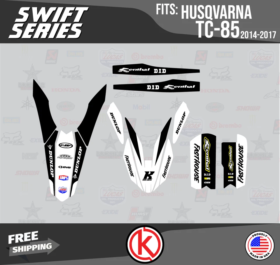 图形套件适用于 Husqvarna TC85 2014 2015 2016 2017 Swift-白色 — 第 4/4 张图片