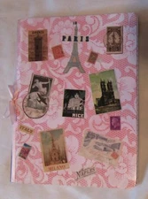 NICE HANDMADE PAPER JOURNAL ~ PARIS / ITALY TRAVEL COLLAGE DESIGN ~ 7.5" X 9.5"