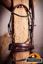 Trense "Daisy" braunes Leder ohne Stirnriemen mit Gurtzügel