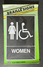 Braille Handicap Women Restroom Sign Hy-Ko Products 6x9 Self Adhesive USA NEW