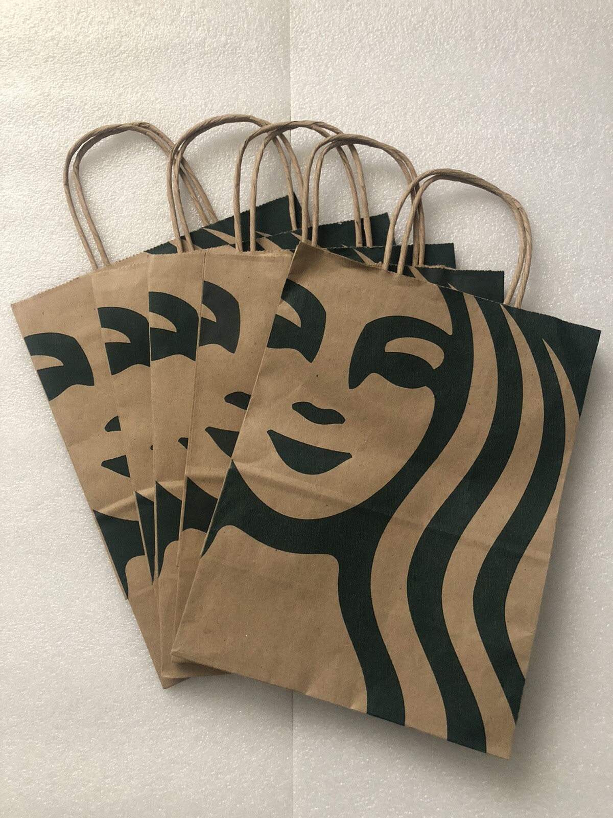3 - STARBUCKS SMALL RECYCLED SHOPPING/ LUNCH PAPER BROWN BAGS