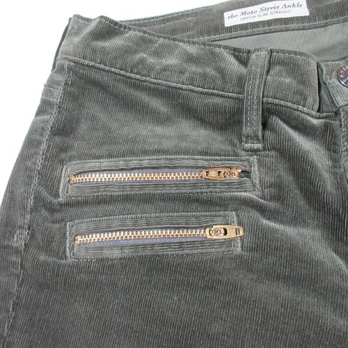 Adriano Goldschmied womens green Stevie moto ankle slim straight cords 27x28 USA - Afbeelding 3 van 11