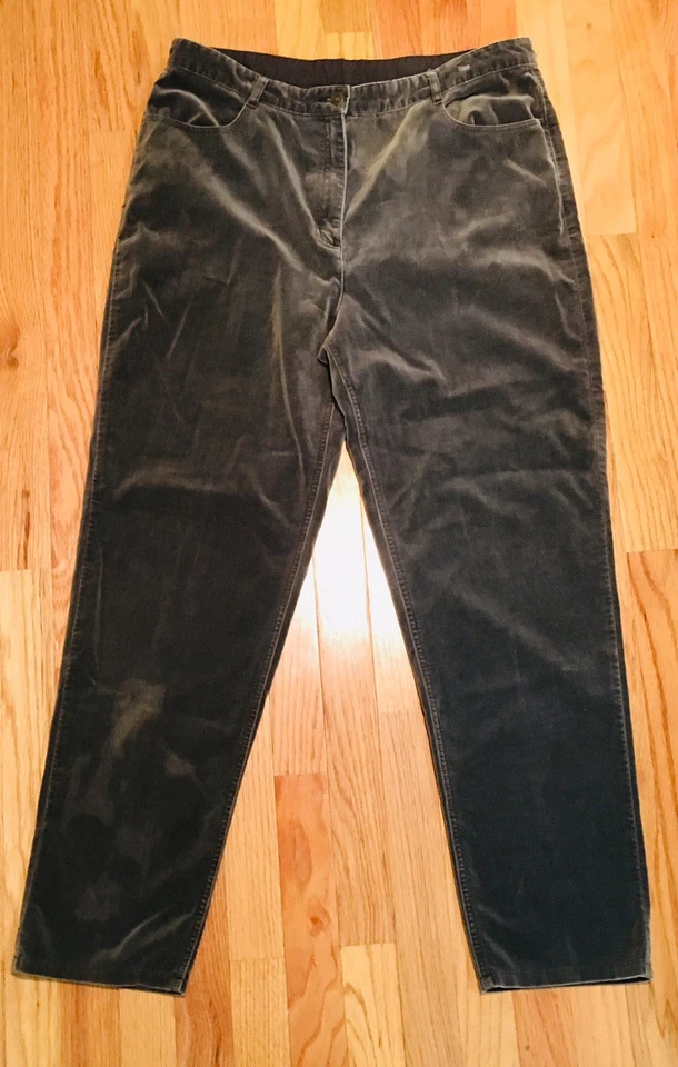 Laura Ashley Gray Ish Brown Soft Velvet Classic Career Casual Pants Size US 18 - Image 2 of 4