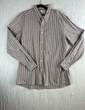 Lacoste Gray Striped Long Sleeve Button Up Shirt Pocket Size 42 Large Vtg
