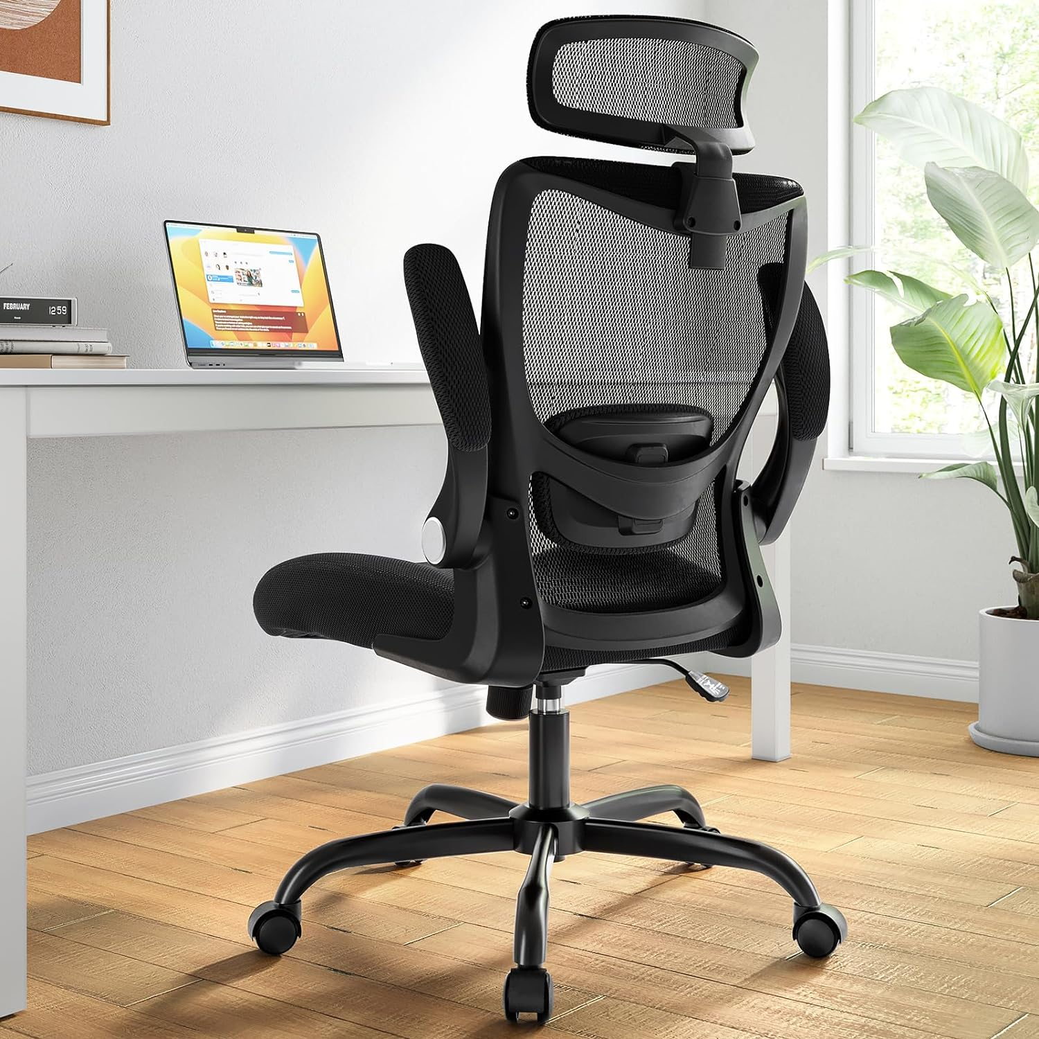 Ergonomic Desk Chair, Home Office Desk Chairs with Adjustable Headrest and Lumba-image
