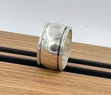 Solid 925 Sterling Silver Dome Spinner Ring, Thick Wide Band, Spinner Ring Dome