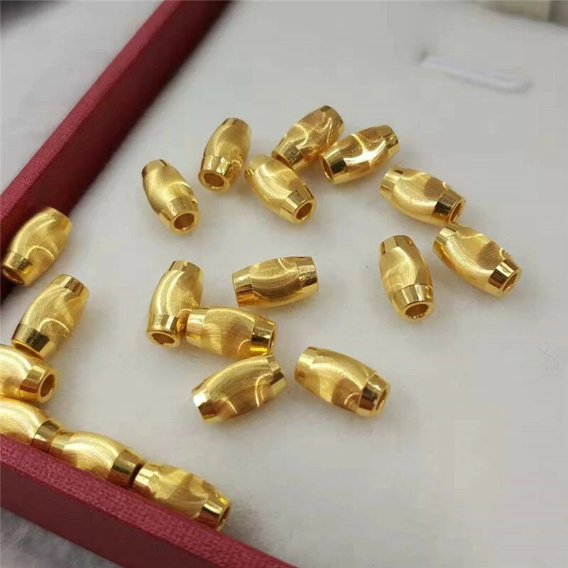 1pc 3D 999 Pure 24K Yellow Gold Lucky Cat's Eye Long Shiny Pendant Loose Bead - Изображение 3 из 4