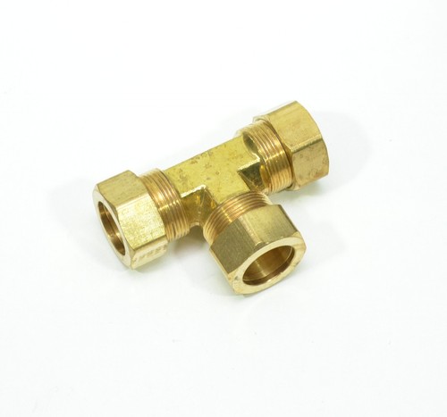 7/8" Tube OD Tee Brass Compression Fitting Adapter Plumbing Water Oil Gas - Picture 3 of 6