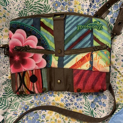 Desigual Women's Circa Gales Crossbody Bag - PU Leather With Floral Print, Adjustable Strap, Multiple Pockets
