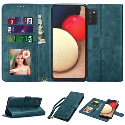 Funda billetera de cuero con soporte para tarjetas abatible con soporte para teléfono para teléfono para Samsung Galaxy A02S - Imagen 35 de 41