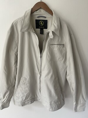AIGLE Barn Jacket Men's XXL Full Zip Cotton Beige Khaki Outdoor Workwear Casual