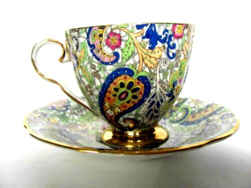 ROYAL TARA IRELAND RTA15 PAISLEY CHINTZ TRIO 3 TLG SET TASSE UNTERTASSE LECKERBISSENTELLER #2 - Bild 4 von 12