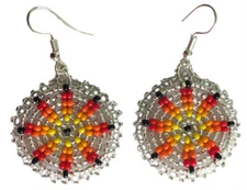 NATIVE STYLE ETHNIC ARTISAN HANDCRAFTED SILVER HOOK DROP/DANGLE EARRINGS E60/27