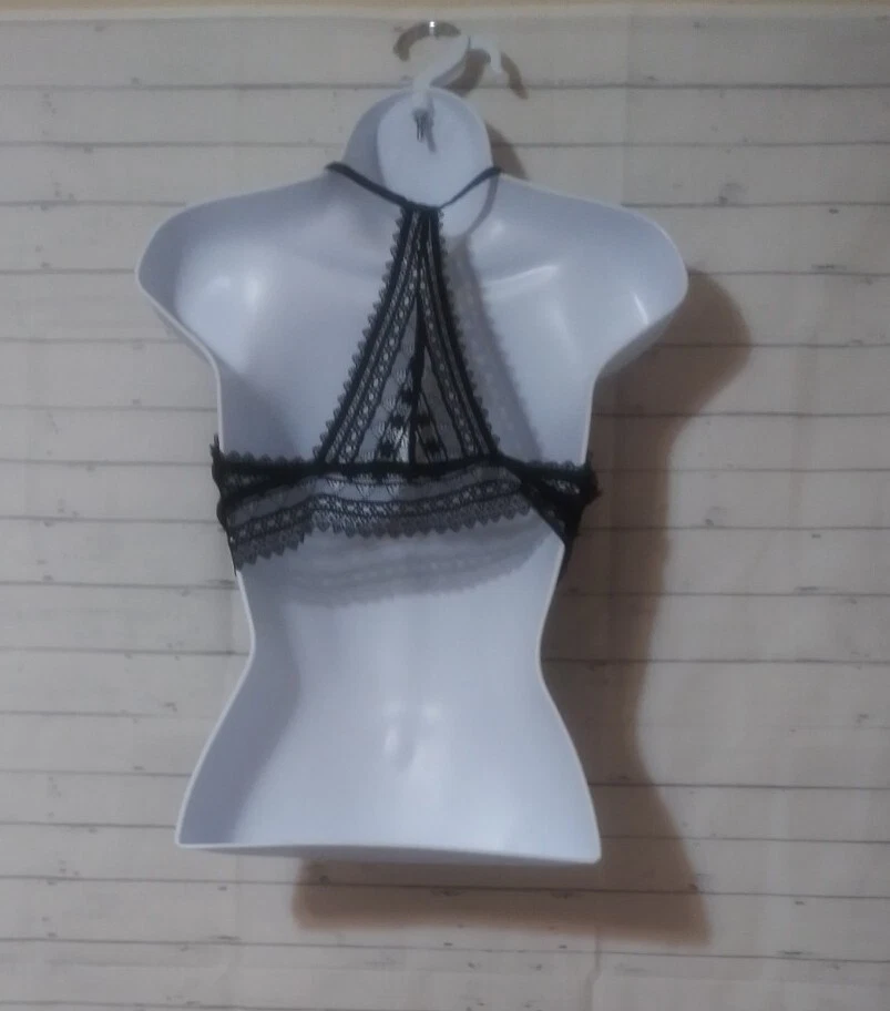 Bralette Halter Junior's SO Intimates Negro Sólido Encaje Recortado, Talla XL Foto 2 de 4
