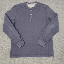 eddie bauer waffle knit henley sweater mens medium blue