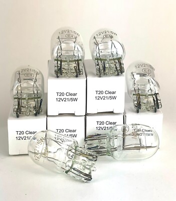 6 x Autolampe CLEAR T20 Glühlampe12V 21/5W Glühbirne Glassockellampe Beleuchtung
