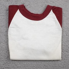 Russell Athletic Youth M White/Maroon VINTAGE Baseball Jersey T-Shirt