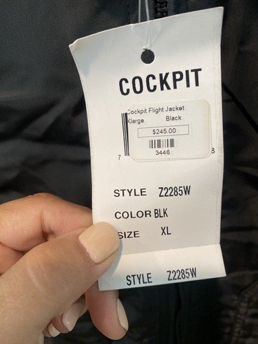 COCKPIT Aviator Flight Bomber Jacket Z2285 Made in USA Nylon Black Sz XL NWT - Picture 9 of 11